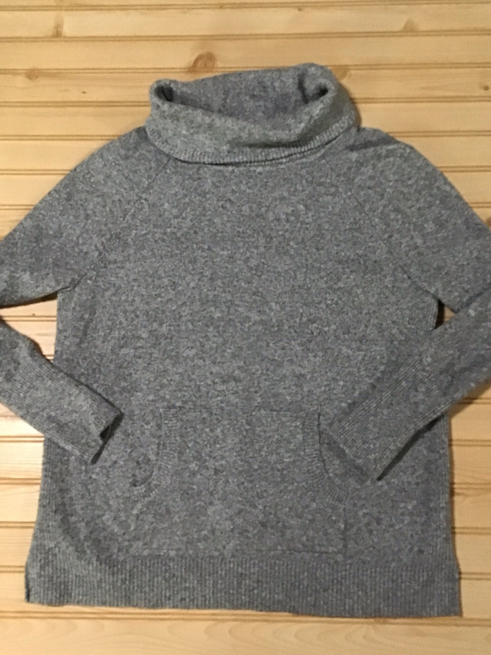 Loft  Heather Grey Turtleneck Front Pocket Sweater Medium